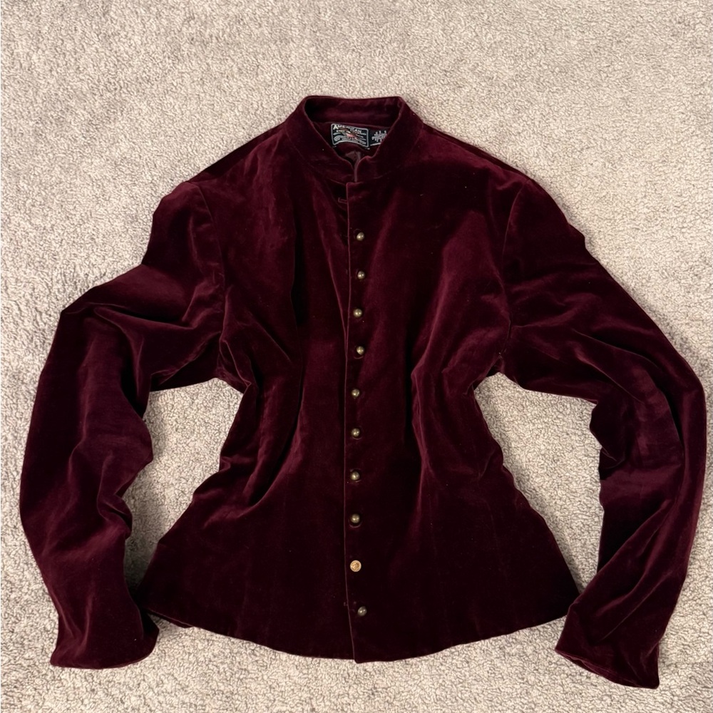 American Living Women’s Burgundy Velvet Button Down Shirt